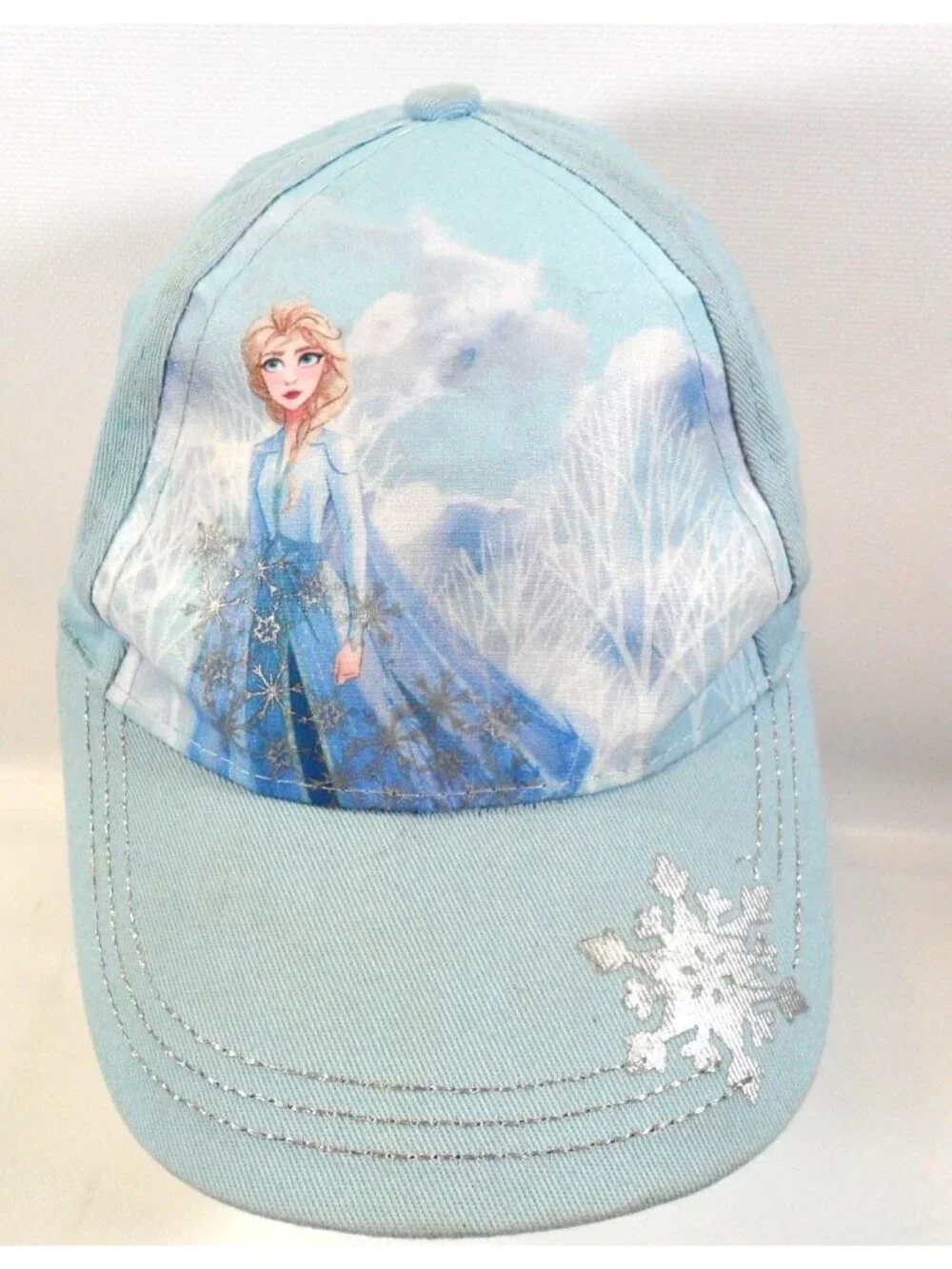 Walt Disney Frozen Baseball Cap Silver Blue Metallic Hat Child‎ Youth One Size